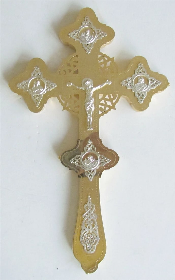 GREEK - RUSSIAN ORTHODOX CHURCH GILT BLESSING CROSS: Brand new, not an antique. Size 7.5 by 12" Weight 16.5 oz Please see my other auctions Thank You Reserve: $196.00 Shipping: Domestic: Flat-rate of $25.00 to anywhere within the contiguous U.S. Interna