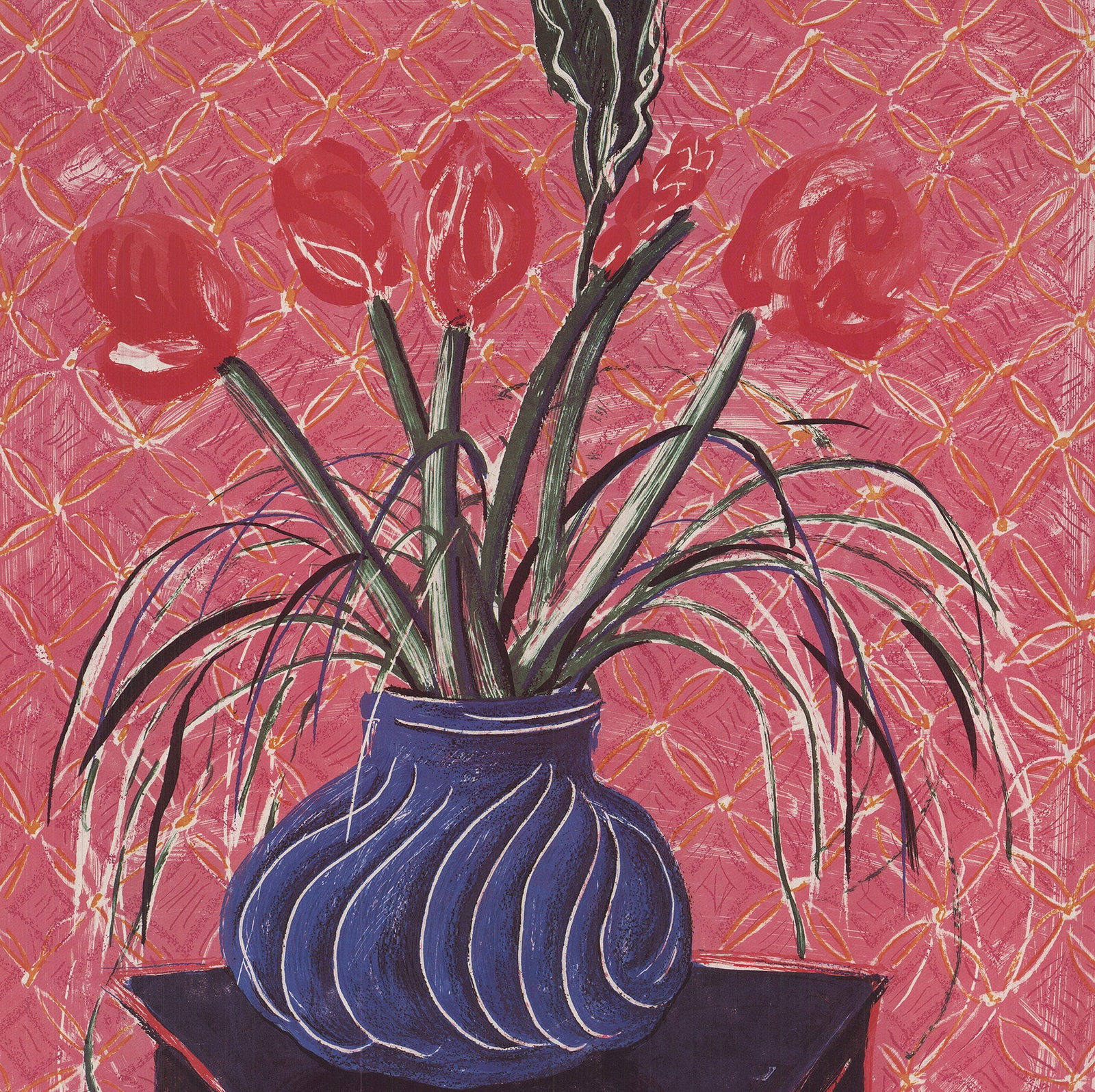 David Hockney - Amaryllis In vase - 1985 Offset Lithograph 33 x 21"" - 3