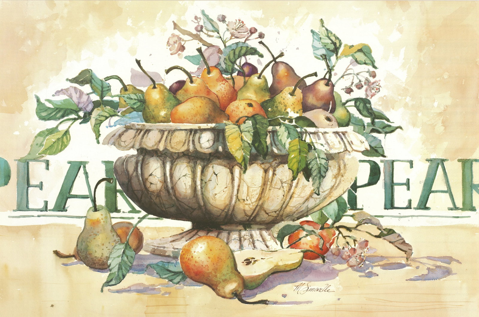 Marilyn Simandle - Autumn Pears - 1995 Offset Lithograph 19.625 x 27.5"" - 2