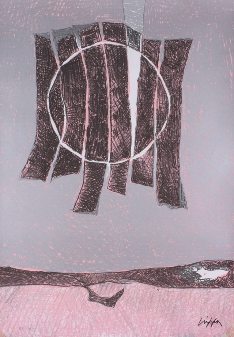 Roberto Crippa - Conceptual Landscape - 1972 Lithograph 39.25 x 27"": Title: Roberto Crippa - Conceptual Landscape - 1972 Lithograph 39.25 x 27" Description: "Conceptual Landscape" by Roberto Crippa, 1972 Unsigned Lithograph. Paper size is 39.25 x 27 inches, with an ima