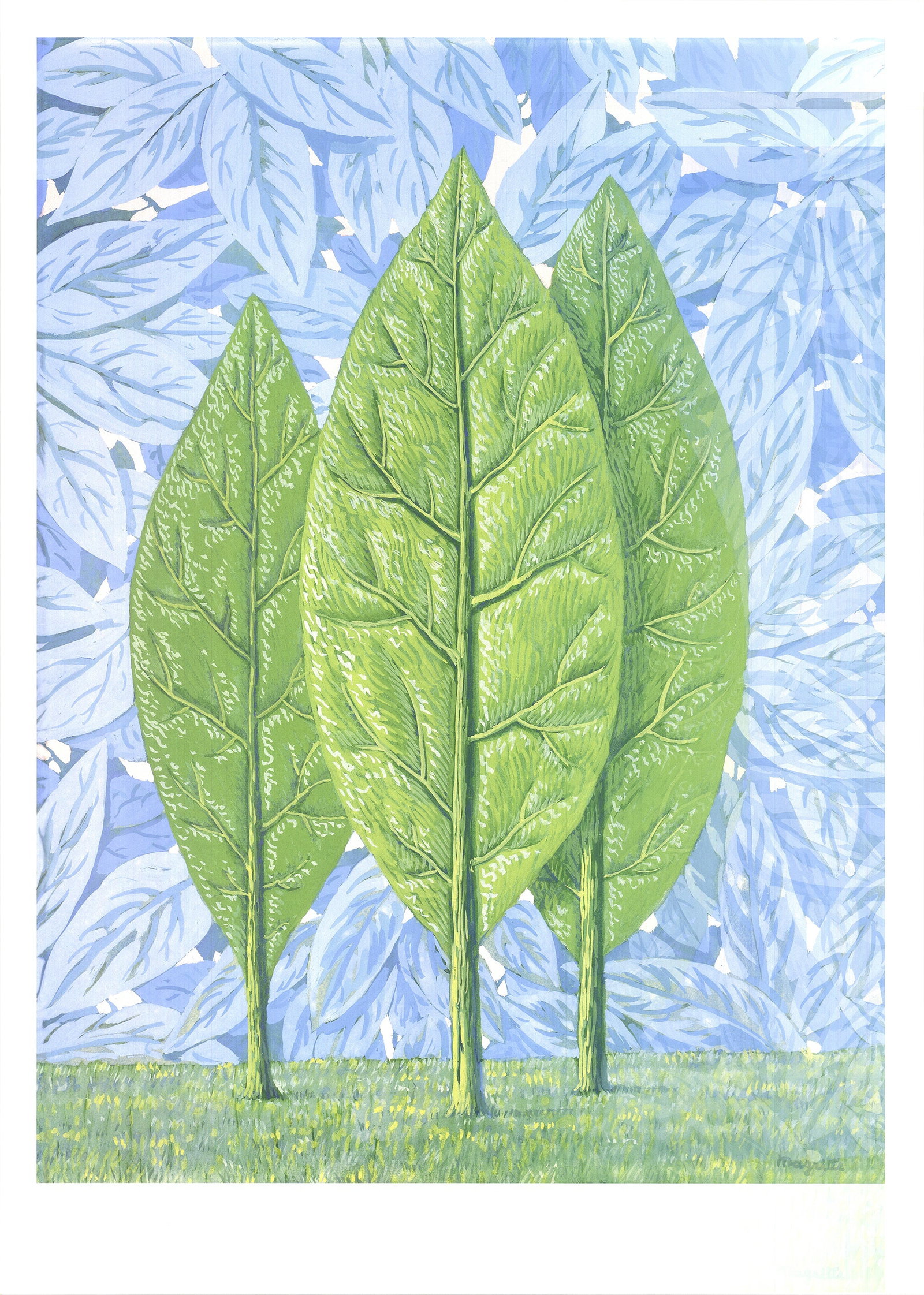 Rene Magritte - La belle saison - 2013 Offset Lithograph 27.5 x 19.75"": Title: Rene Magritte - La belle saison - 2013 Offset Lithograph 27.5 x 19.75" Description: "La belle saison" by Rene Magritte, 2013 Unsigned Offset Lithograph. Paper size is 27.5 x 19.75 inches, with 