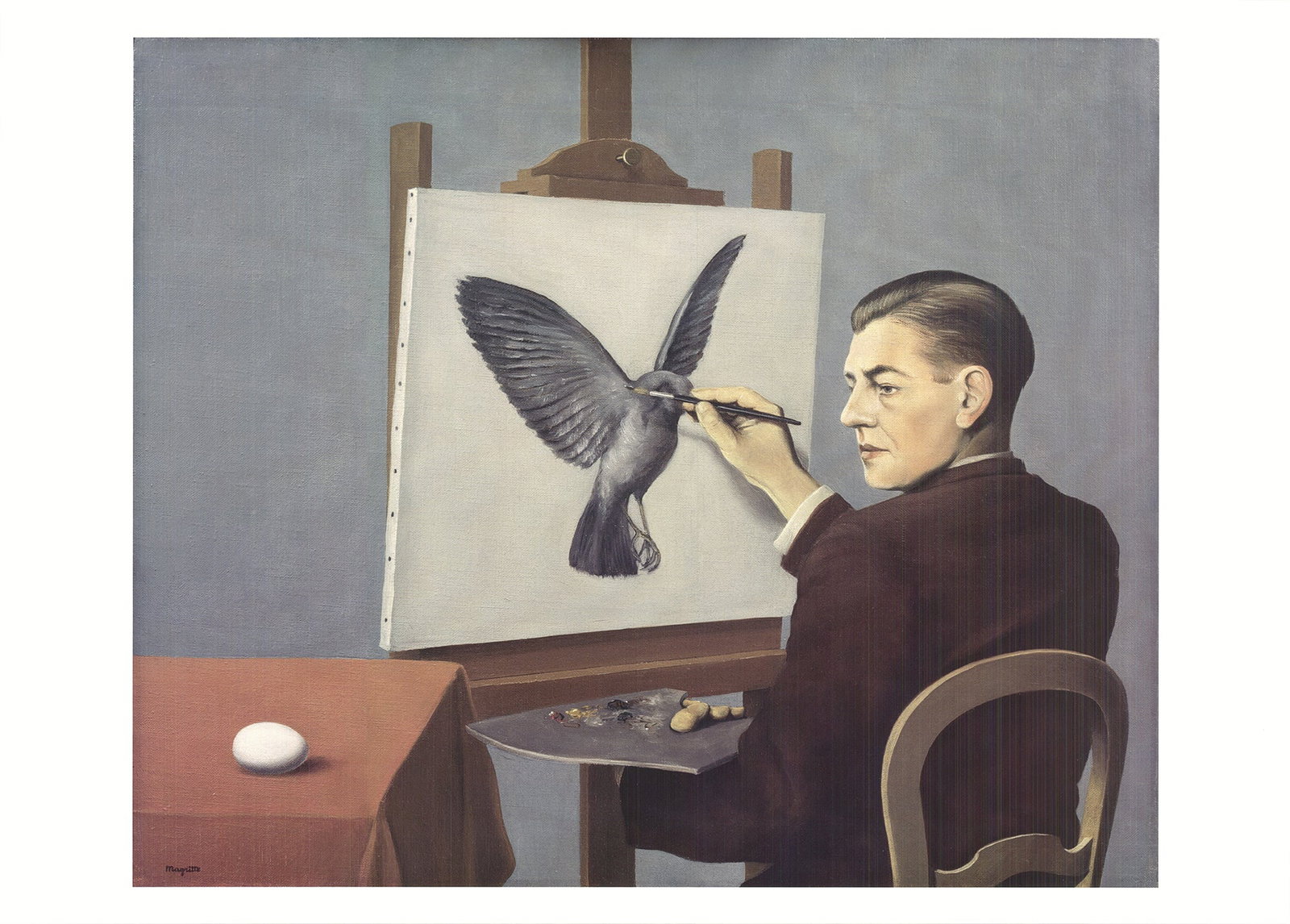 Rene Magritte - La Clairvoyance - 2005 Offset Lithograph 19.75 x 27.5"": Title: Rene Magritte - La Clairvoyance - 2005 Offset Lithograph 19.75 x 27.5" Description: "La Clairvoyance" by Rene Magritte, 2005 Unsigned Offset Lithograph. Paper size is 19.75 x 27.5 inches, with