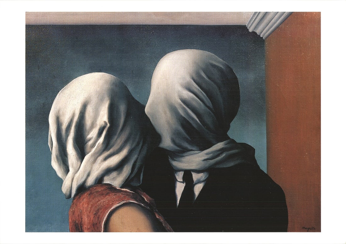 Rene Magritte - Les Amants (Lovers) (Mini) - 2012 Offset Lithograph 8.25 x 11.75"": Title: Rene Magritte - Les Amants (Lovers) (Mini) - 2012 Offset Lithograph 8.25 x 11.75" Description: "Les Amants (Lovers) (Mini)" by Rene Magritte, 2012 Unsigned Offset Lithograph. Paper size is 8.25