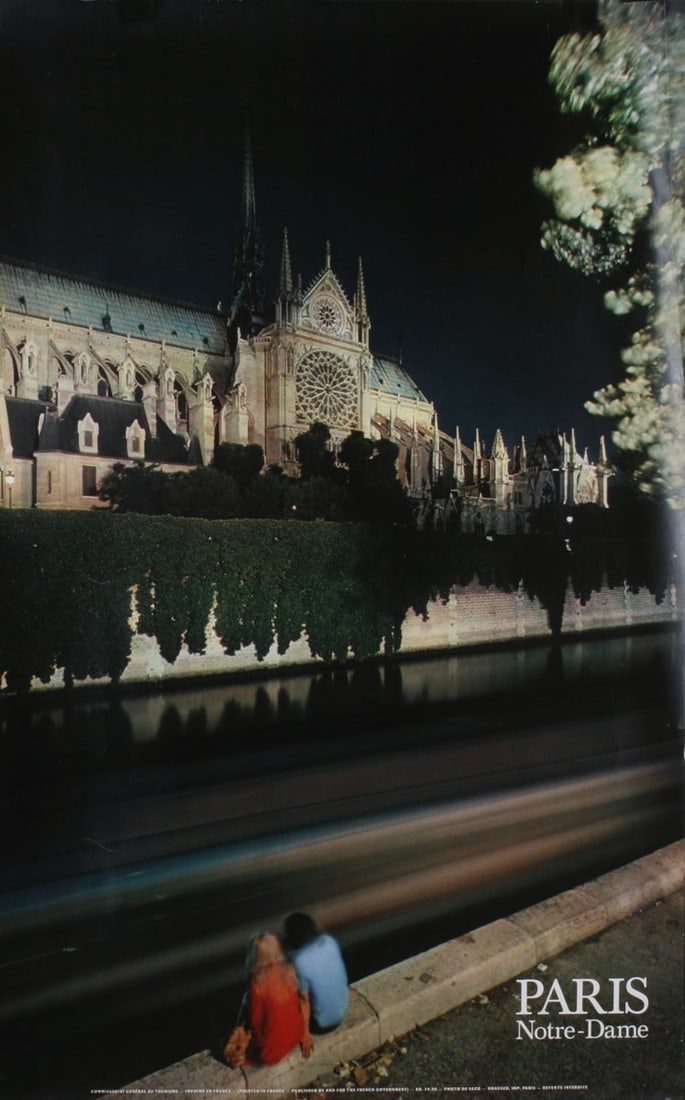 Artist Unknown - Paris Notre Dame, French Tourism Office - 1978 Offset Lithograph 39 x 24.25"" (1 of 1)