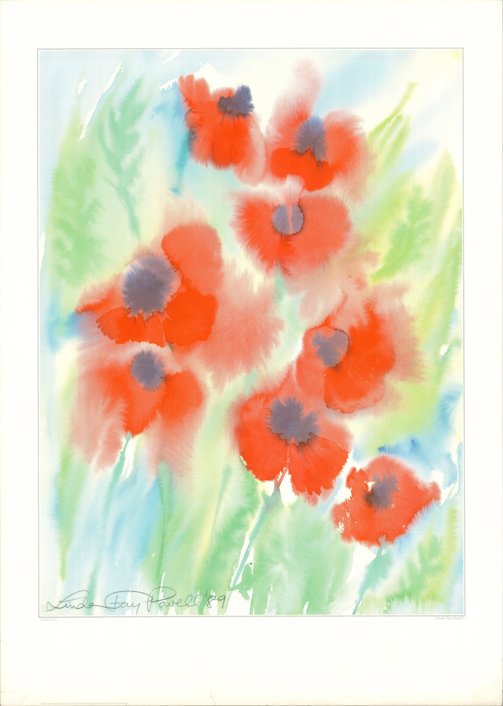Linda Fay Powell - Poppies II - 1987 Offset Lithograph 27.5 x 19.6"" (1 of 5)