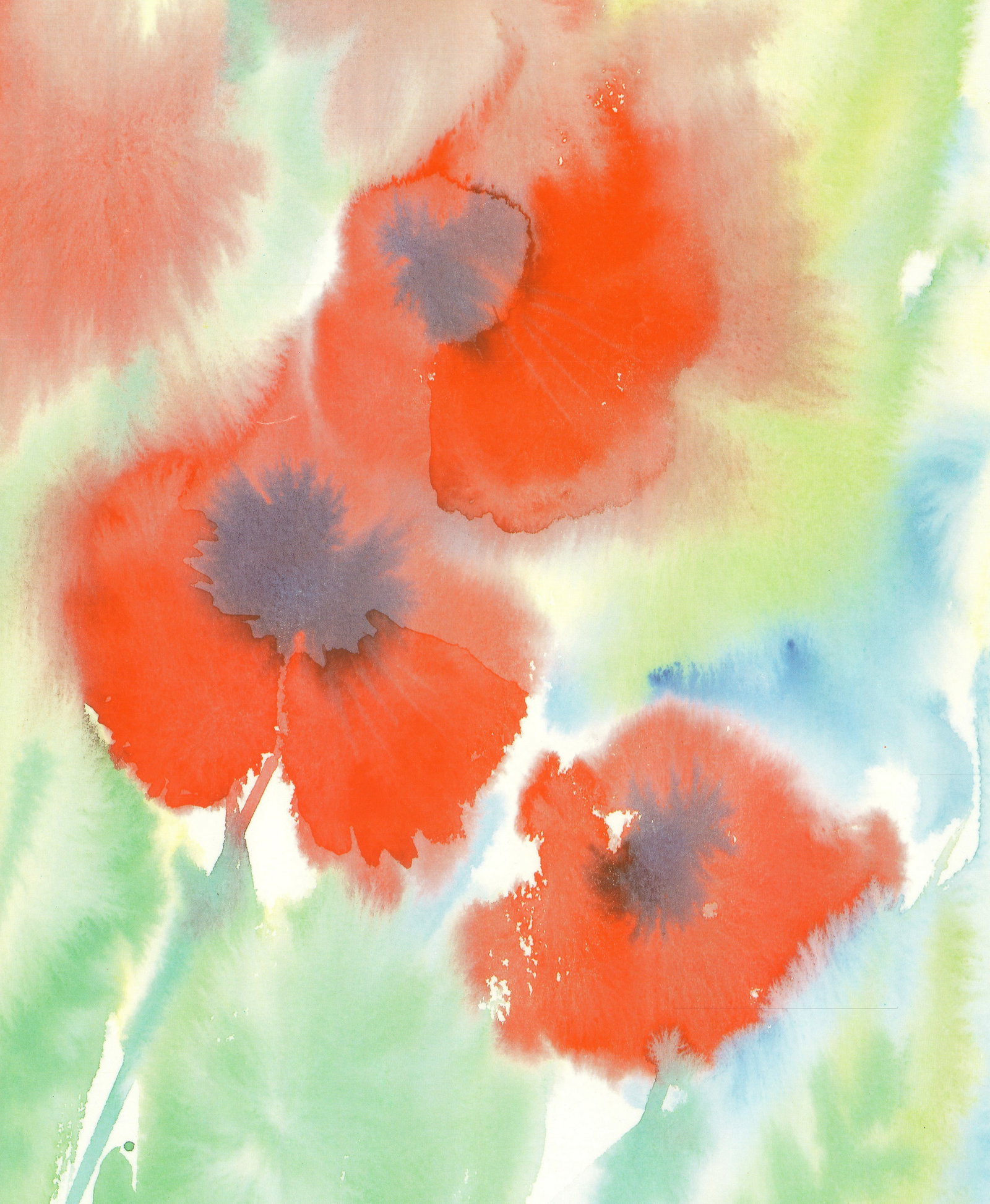 Linda Fay Powell - Poppies II - 1987 Offset Lithograph 27.5 x 19.6"" - 4