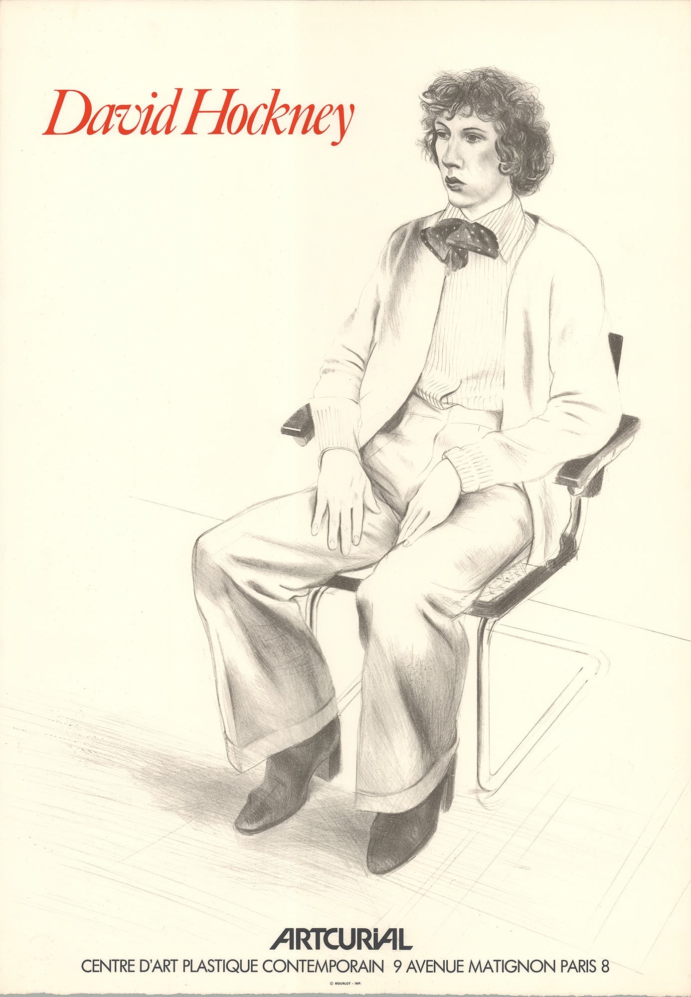 David Hockney - Portrait of Gregory Evans - 1979 Lithograph 30 x 21"": Title: David Hockney - Portrait of Gregory Evans - 1979 Lithograph 30 x 21" Description: "Portrait of Gregory Evans" by David Hockney, 1979 Unsigned Lithograph. Paper size is 30 x 21 inches, with an