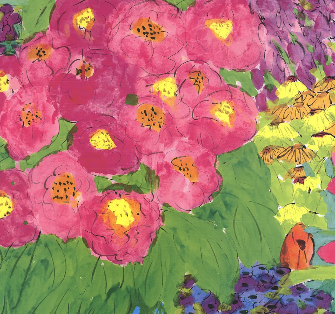 Walasse Ting - Still-Life with Pink Cat - 1993 Offset Lithograph 37.75 x 54.5"" - 4