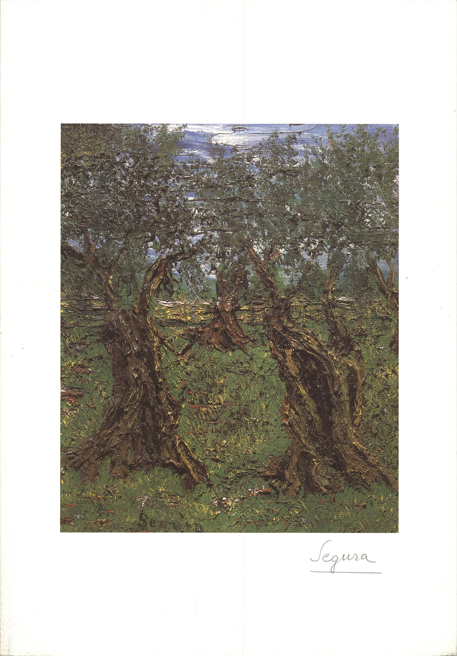 Luis Segura - Trees - Offset Lithograph - SIGNED 19.75 x 13.75"": Title: Luis Segura - Trees - Offset Lithograph - SIGNED 19.75 x 13.75" Description: "Trees" by Luis Segura, Signed Offset Lithograph. Paper size is 19.75 x 13.75 inches, with an image size of 12.25 x