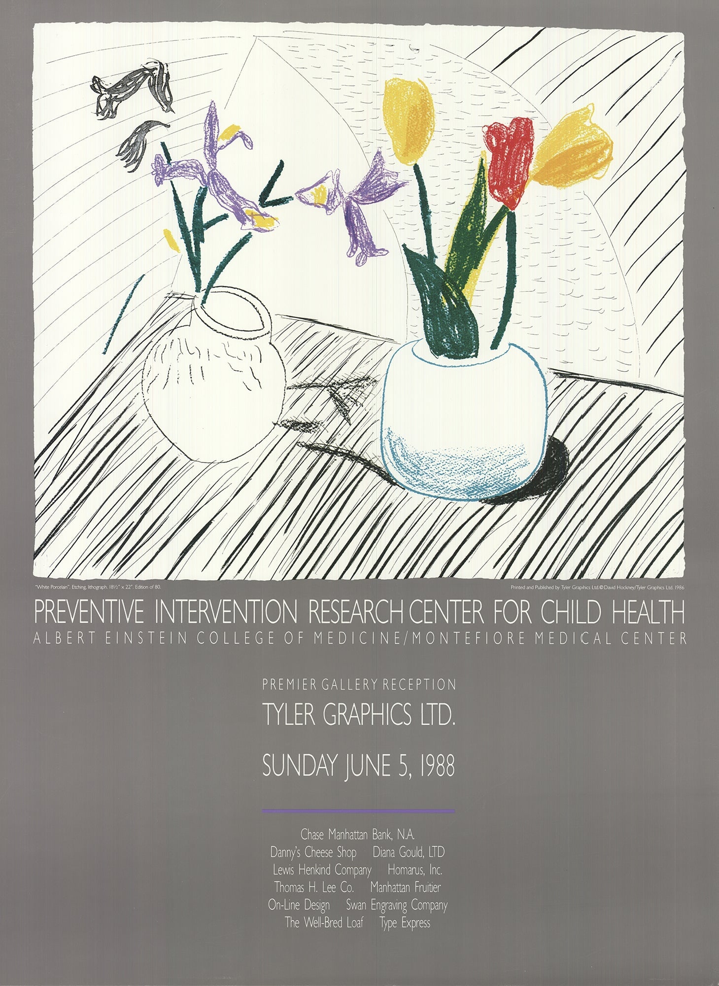 David Hockney - White Porcelain - 1988 Offset Lithograph 33.5 x 24.5"" (1 of 4)