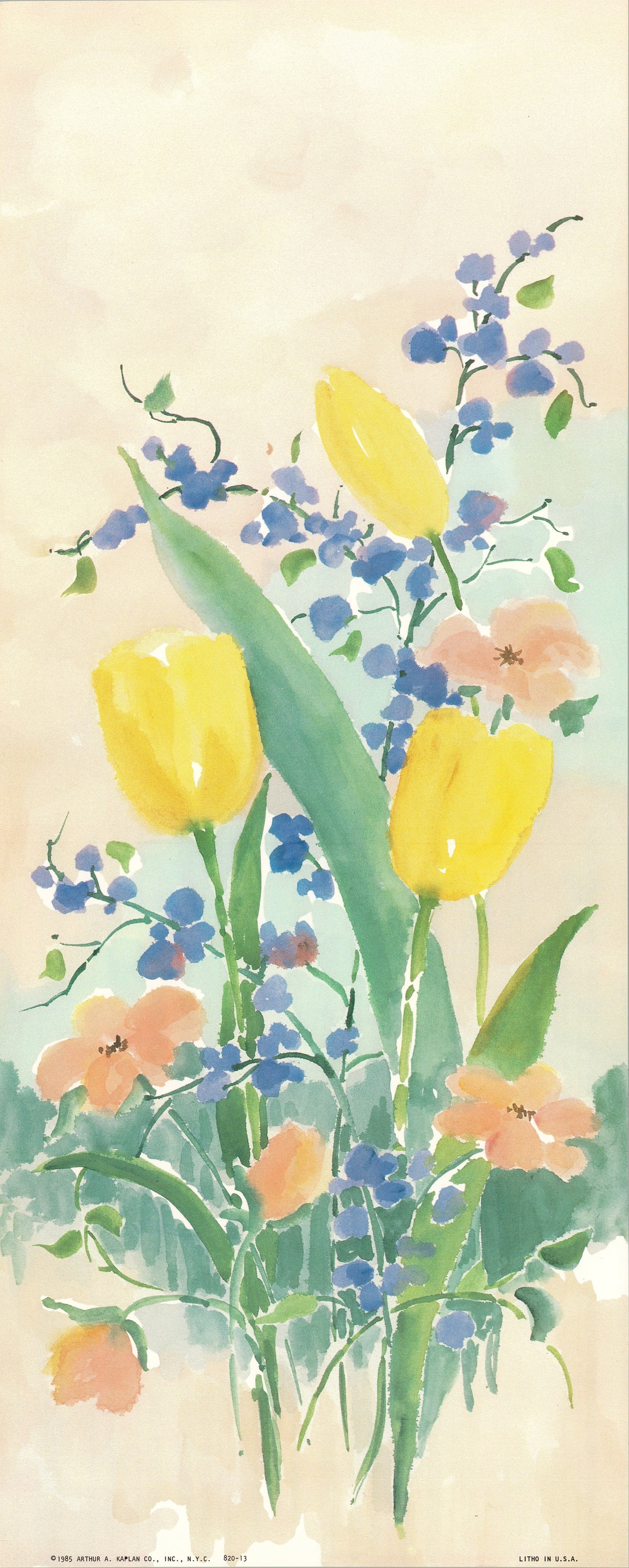 Charlene Winterle Olson - Yellow Tulips - 1985 Offset Lithograph 20 x 8"": Title: Charlene Winterle Olson - Yellow Tulips - 1985 Offset Lithograph 20 x 8" Description: "Yellow Tulips" by Charlene Winterle Olson, 1985 Unsigned Offset Lithograph. Paper size is 20 x 8 inches, w