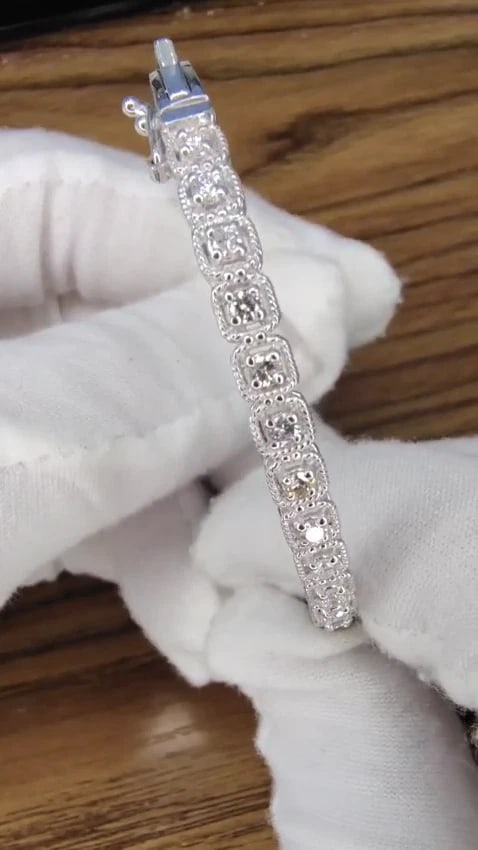 .90CT SQUARED ROPE TWIST ENCASE NATURAL DIAMONDS BANGLE BRACELET 14KT *v - 3