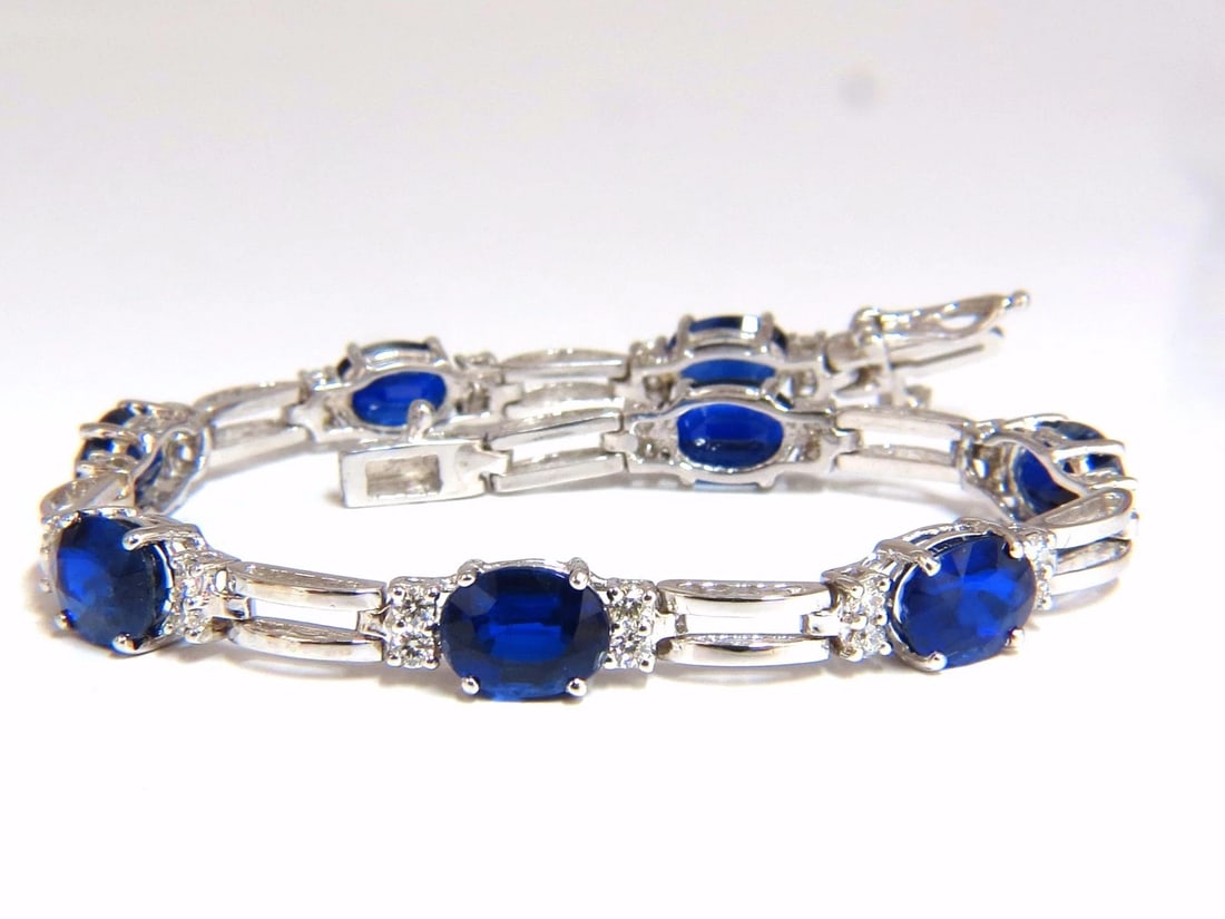 13.36ct natural blue kyanite diamonds tennis bracelet 14kt *v: Title: 13.36ct natural blue kyanite diamonds tennis bracelet 14kt *v Description: Kyanite & Diamonds Tennis. 12.48ct. Natural Kyanites bracelet. Oval, full cuts Clean clarity Transparent & Vivid