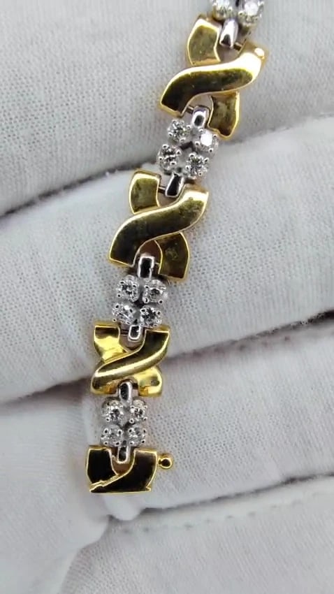 2ct Natural Diamonds X Link Bracelet 14kt gold two toned 7 1/4 *v - 3