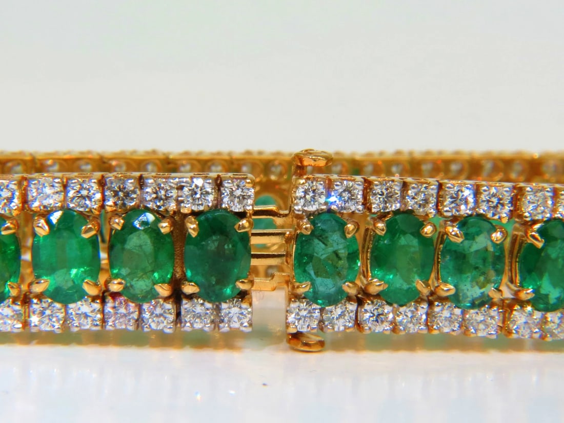 27.65CT NATURAL GREEN EMERALD DIAMOND BRACELET F/VS 14KT MULTIROW** - 6