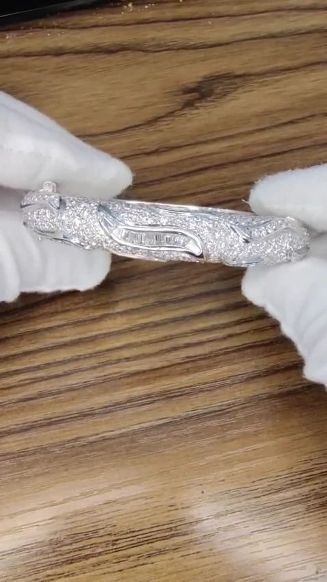 14.02ct natural diamonds eternity encrusted bangle bracelet 18kt Glam *v - 3