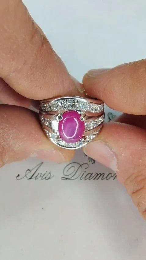GIA 6.32ct Natural No Heat Star Ruby Diamond Ring Platinum Knuckle Buckle *v - 3