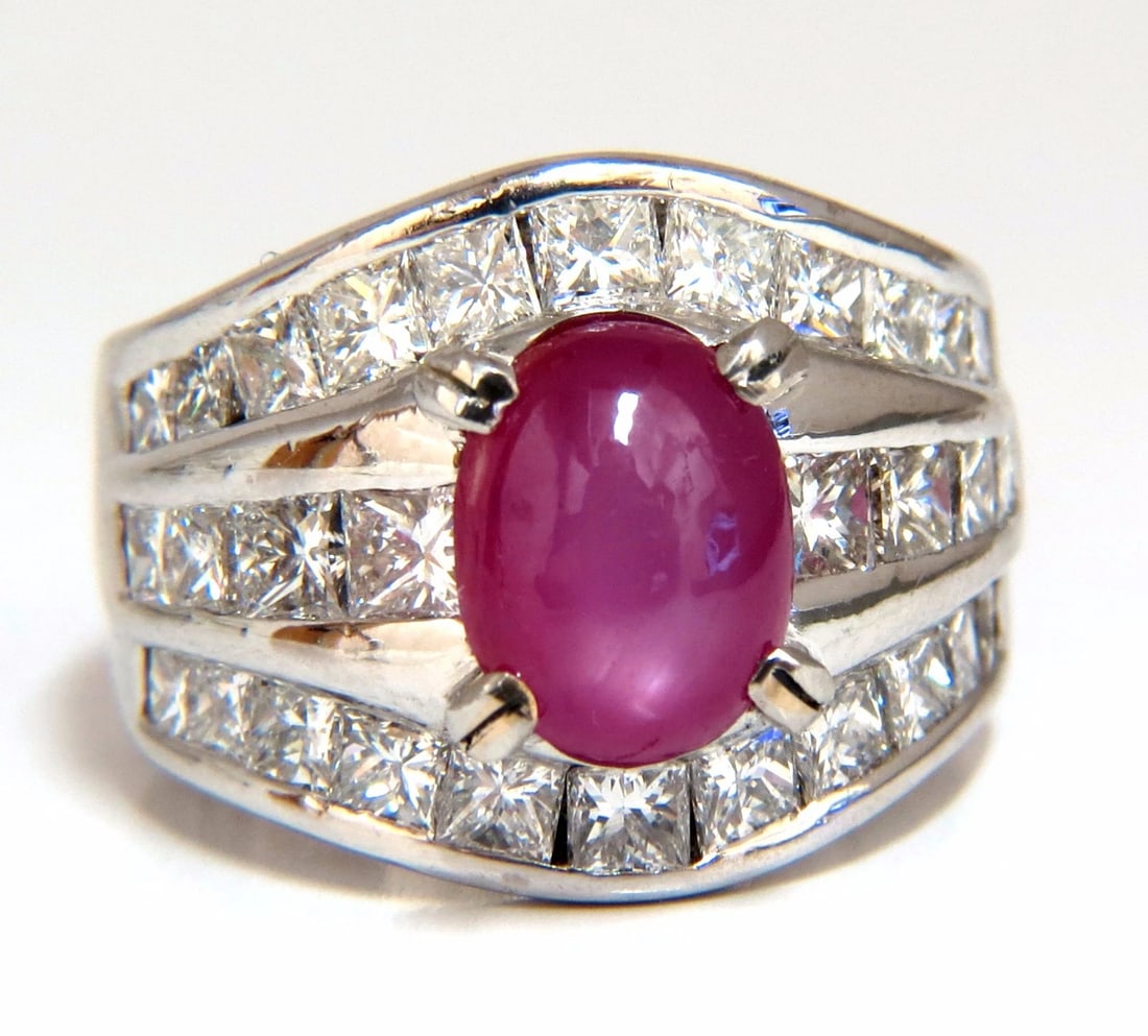 GIA 6.32ct Natural No Heat Star Ruby Diamond Ring Platinum Knuckle Buckle *v - 4