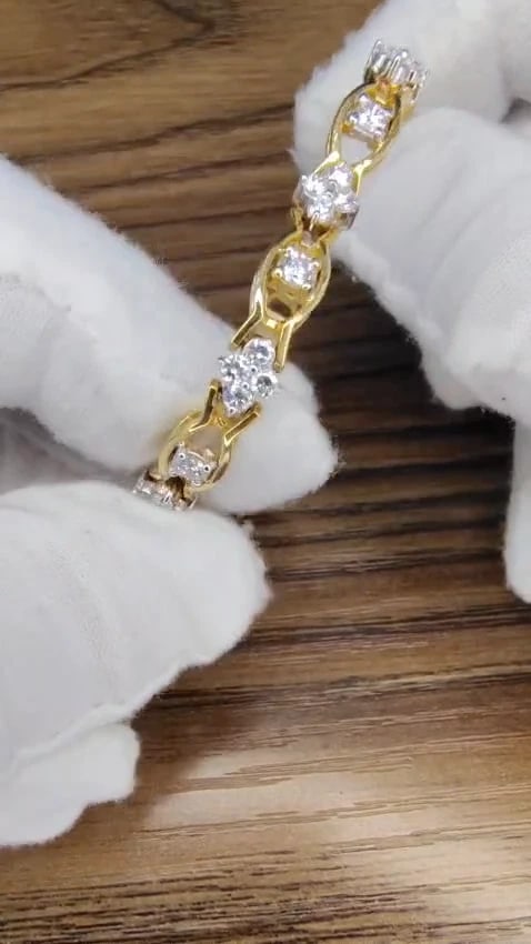 3.65Ct CLUSTERS DIAMOND BRACELET G VS 14KT EXCELLENT CUTS & LINKS *v - 3