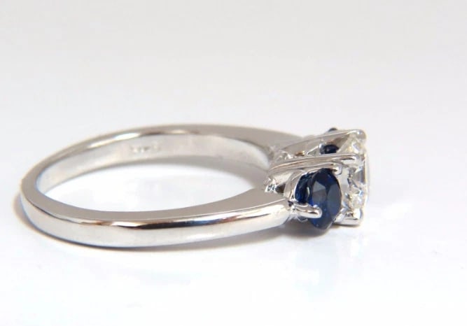 1.57CT NATURAL DIAMONDS SAPPHIRE THREE STONE RING 14KT ROYAL BLUE *v - 6