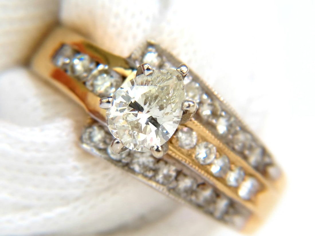 1.00CT BRILLIANT PEAR SHAPE NATURAL DIAMOND RING 14KT CROSSOVER *v (1 of 7)