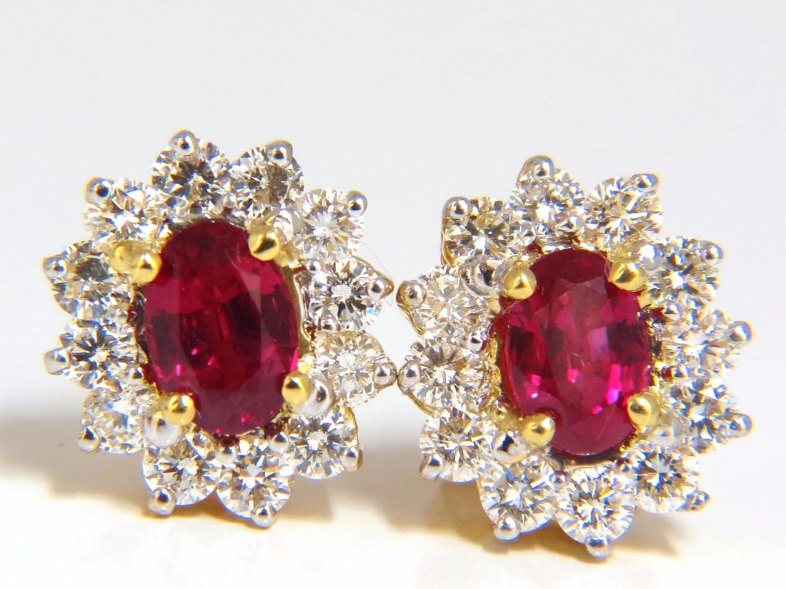 GIA Certified 3.68ct. Natural ruby diamond earrings 18kt** (1 of 7)