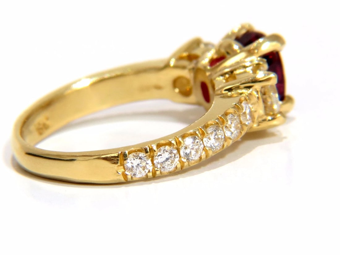 GIA Certified 2.12ct cushion cut vivid red ruby 1.06ct diamonds ring 18kt*v - 5