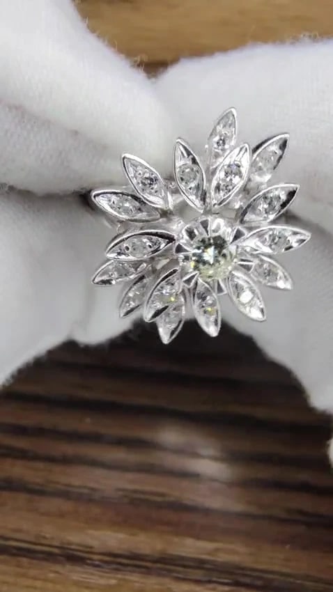 1.10ct natural Diamonds Profile Cluster Top 18kt ring Vintage Deco *v - 3