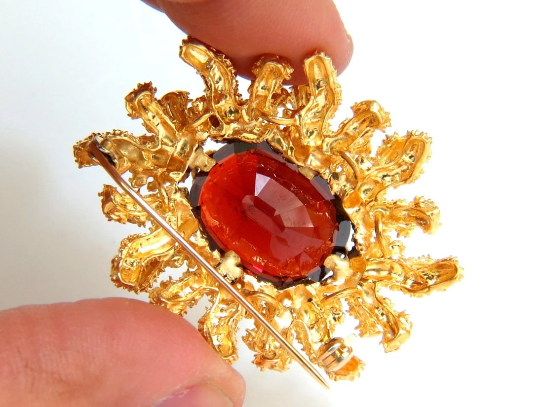 GIA CERTIFED 32.22CT NATURAL SPESSARTITE GARNET 3D ROUGH NUGGET PIN 18kt** - 6
