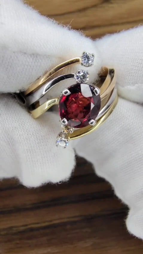 2.00ct Natural Blood Red Orange Spinel Diamonds Bypass Ring 14kt *v - 3