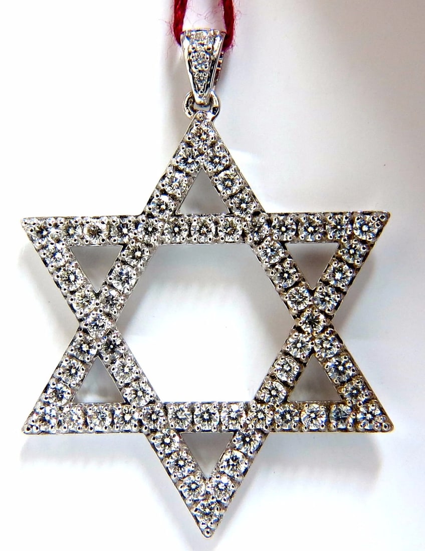 1.80ct round natural diamonds star pendant 14kt huge+**: Title: 1.80ct round natural diamonds star pendant 14kt huge+** Description: MAGNIFICENT JEWELS Huge diamond Star Pendant 33.5mm in diameter (1.31 inches) Round, Brilliant Cuts. Diamonds: 1.80ct. Vs-2