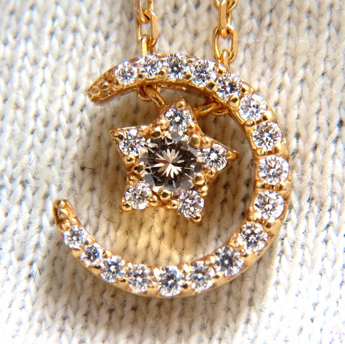 .30ct. Islam Crescent Star Necklace 18kt +** - 4