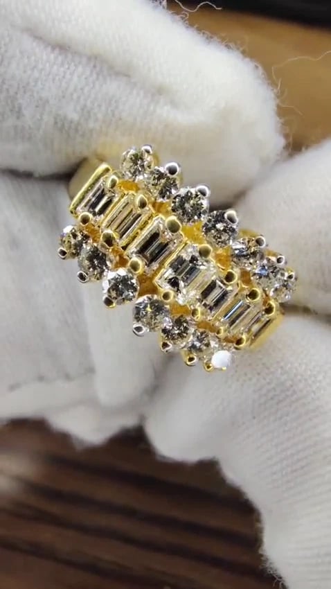 1.40ct natural diamonds raised cathedral ring 14kt *v - 3