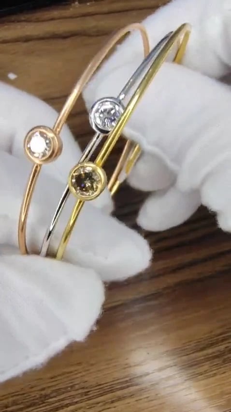1.18CT Stackable Bangles Diamonds Bracelet 14KT Fancy Color Mod Interlock *v - 3