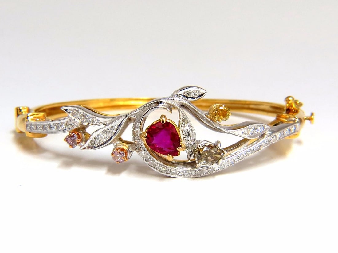 GIA Certified No Heat Natural Ruby Fancy color diamonds bangle bracelet *v (1 of 7)