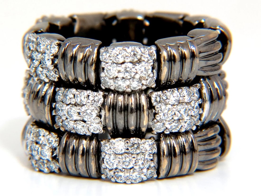 2.87CT Hinged Flex Grill Weave Cross Hatch Deco Natural Diamonds Ring 18KT *v - 2