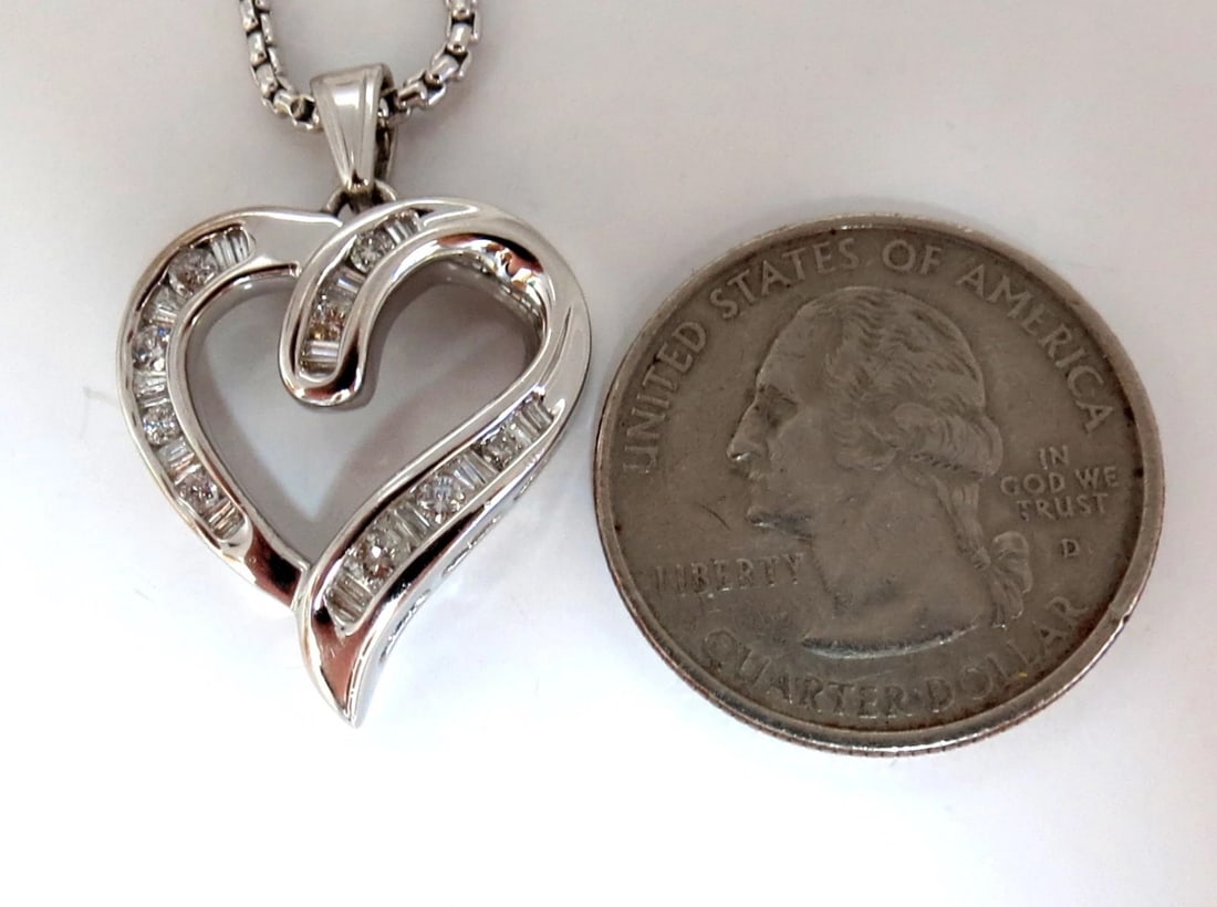 .50ct Open Heart Rounds & Baguettes Diamond Necklace 14 karat** - 5