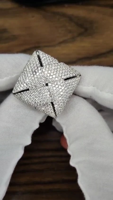 7.15ct 3D Unisex Cross weave Dome Natural Diamond Ring 18kt gold *v - 3