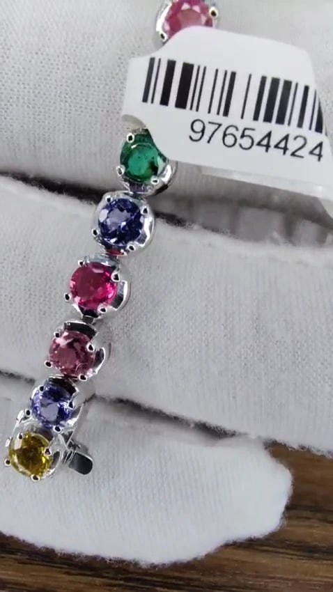 10.30ct natural ruby emerald sapphires diamond tennis bracelet 14kt gem line *v - 3