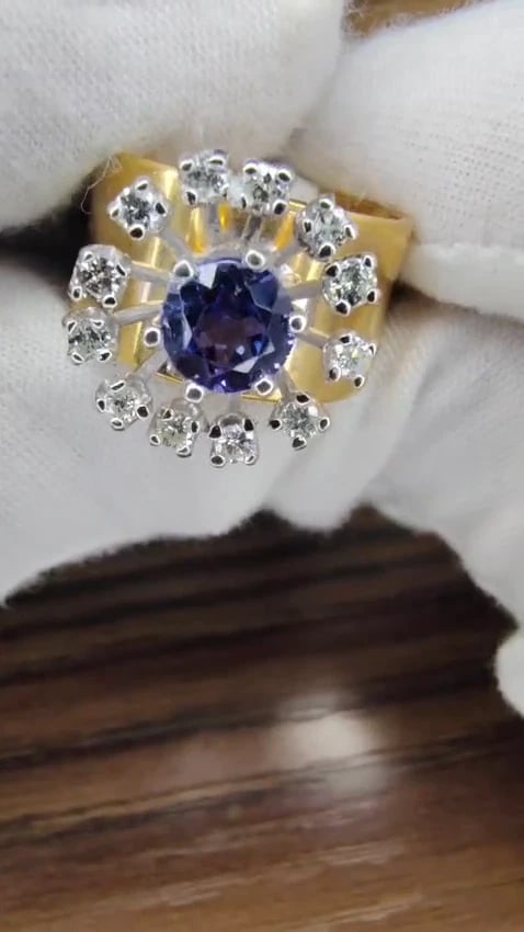 1.46ct natural round tanzanite diamonds ring 14kt cluster halo *V - 3