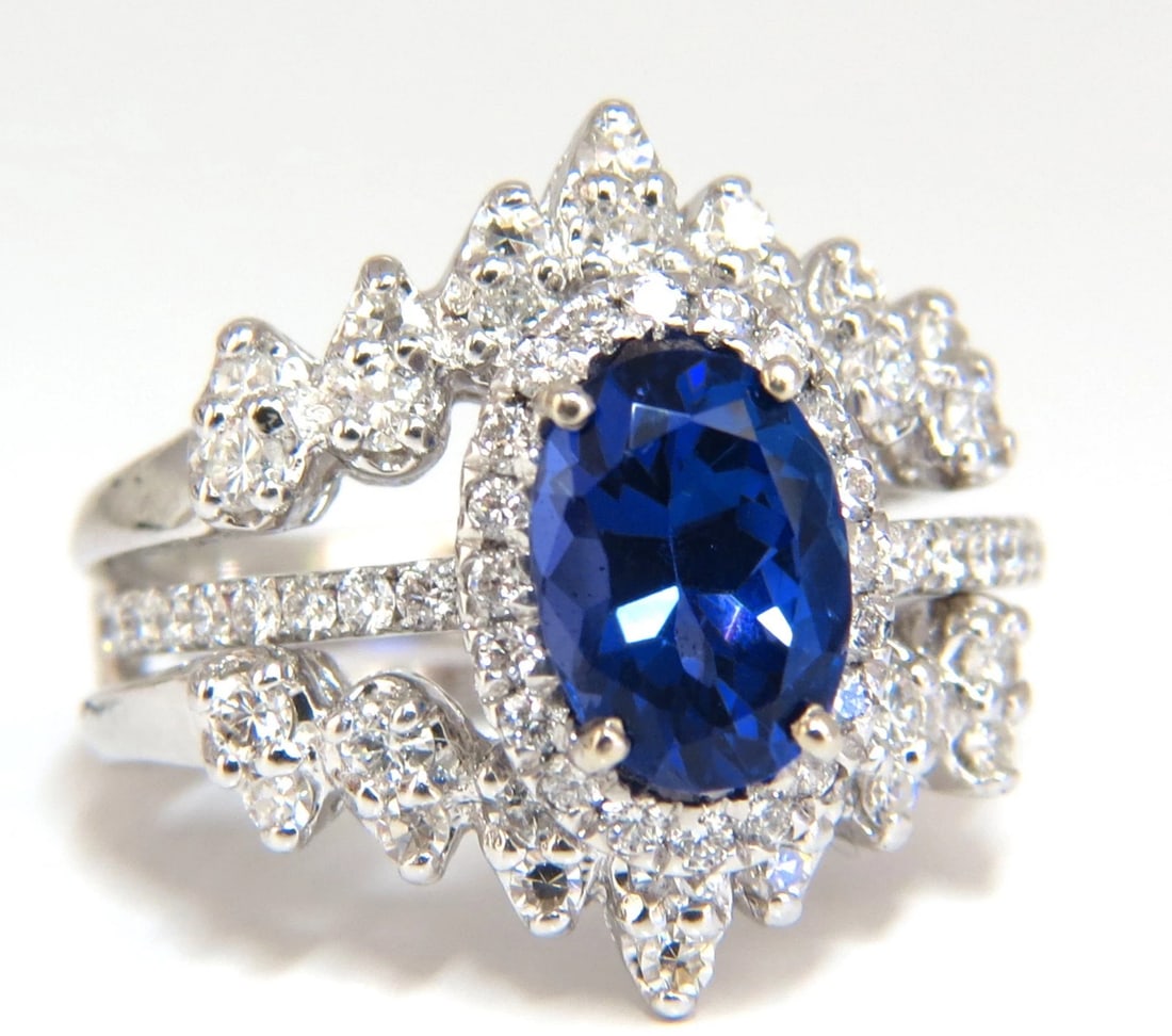 3.07ct Natural Tanzanite Diamond ring + Insert Jacket Ring 14kt gold *v (1 of 7)