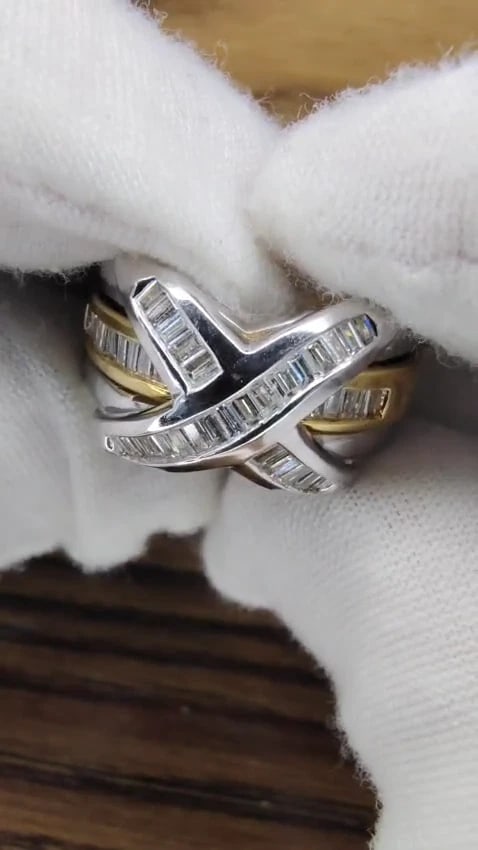 1.00ct Band & Insert Natural Diamonds X Ring 14kt *v - 3