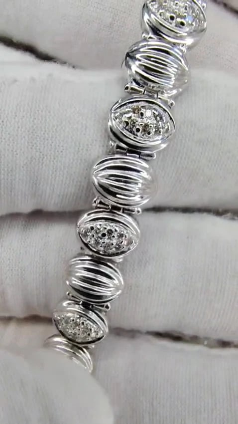Mod Watermelon Link 1.00ct Diamonds Tennis Bracelet 14kt *v - 3