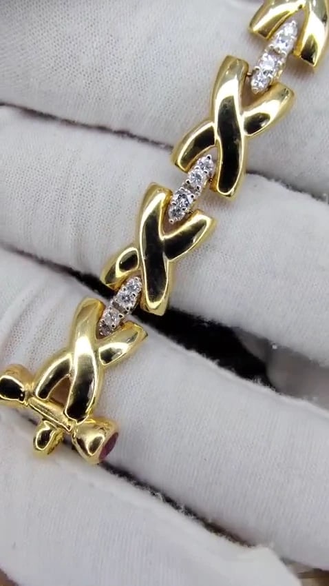 2.50CT NATURAL DIAMONDS RUBY TOGGLE "X" LINK BRACELET 14KT GOLD *v - 3