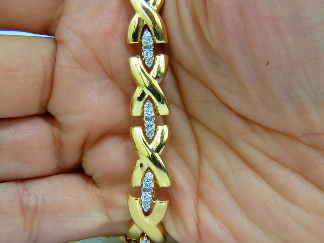 2.50CT NATURAL DIAMONDS RUBY TOGGLE "X" LINK BRACELET 14KT GOLD *v - 7