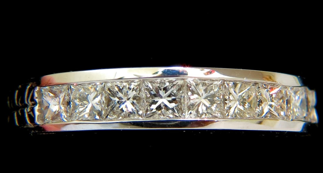 14KT .72CT NATURAL DIAMONDS EDWARDIAN DECO REVIVAL BAND PRINCESS CUTS *v - 4