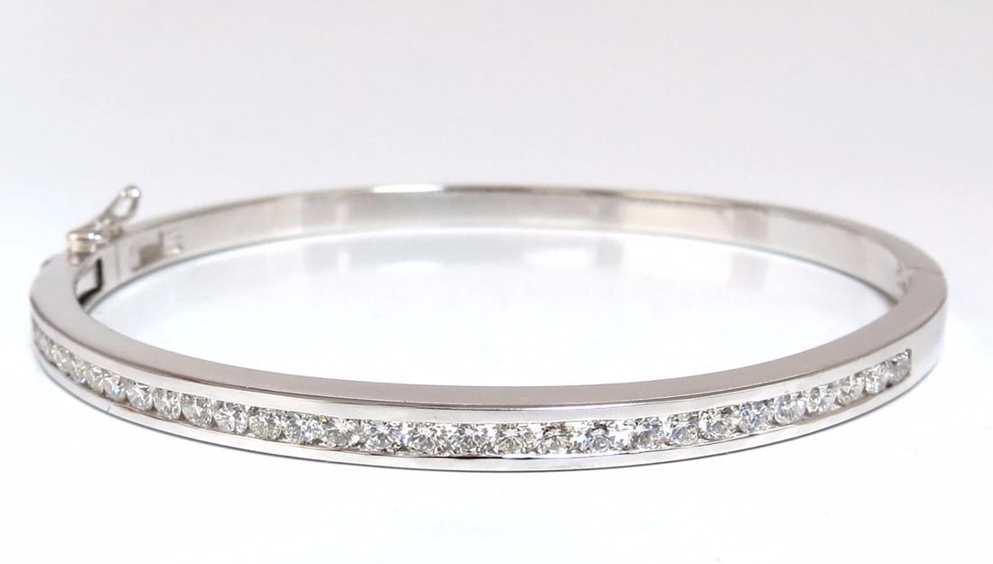 1.30ct natural round diamonds bangle bracelet g/vs channel 14kt *v - 3