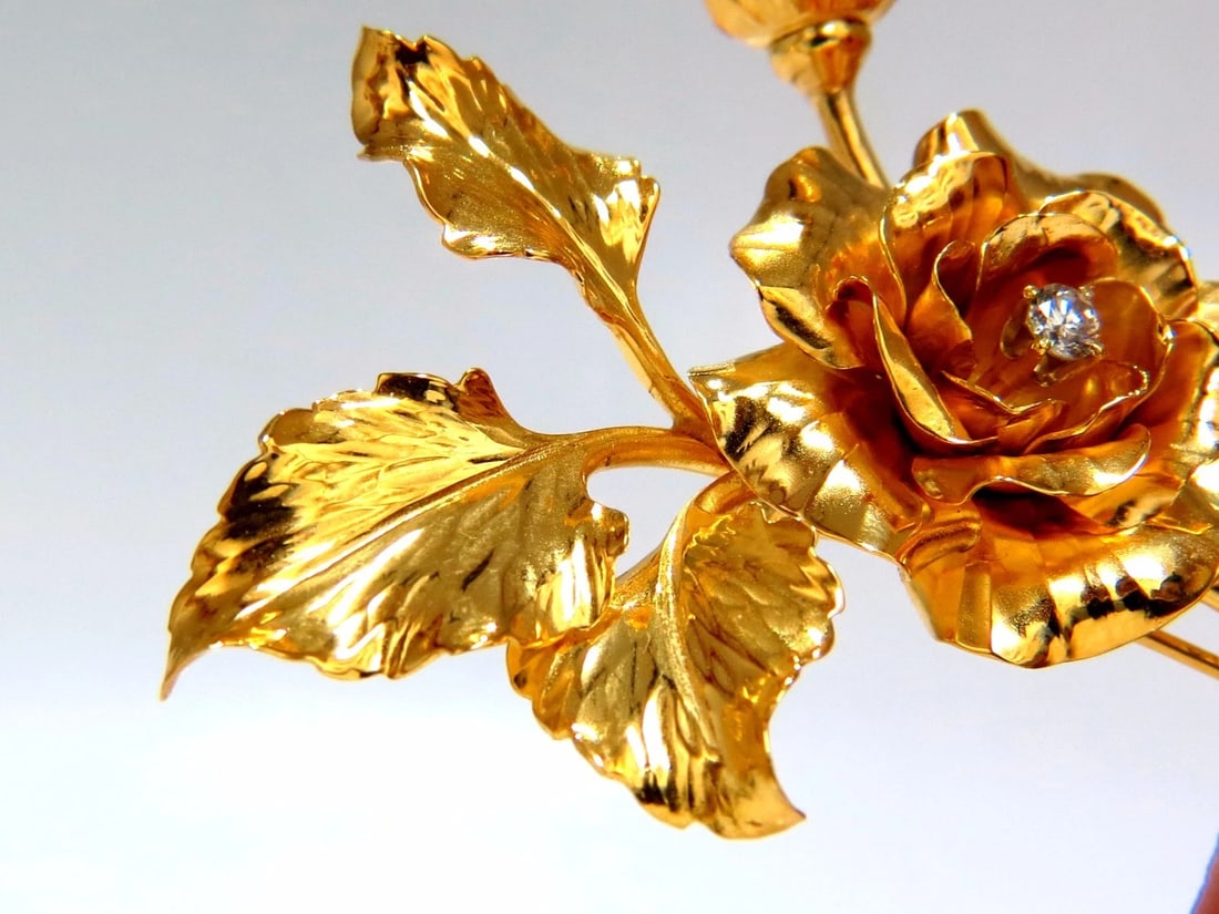 Floral Bundle Still Life Roses Brooch Pin 14kt+** - 7