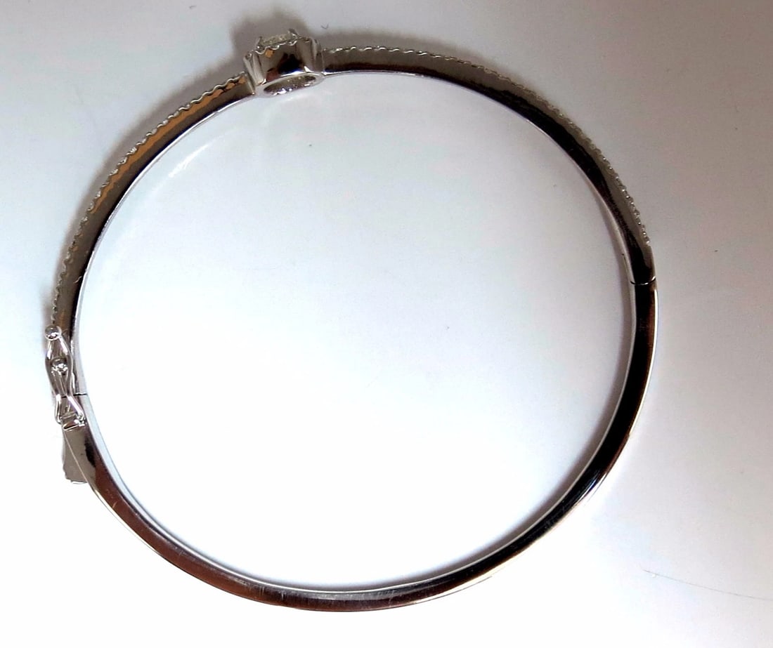 .95ct natural round diamond cluster halo bangle bracelet 14kt *v - 6