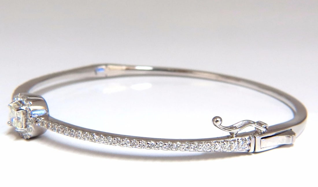 .95ct natural round diamond cluster halo bangle bracelet 14kt *v - 7